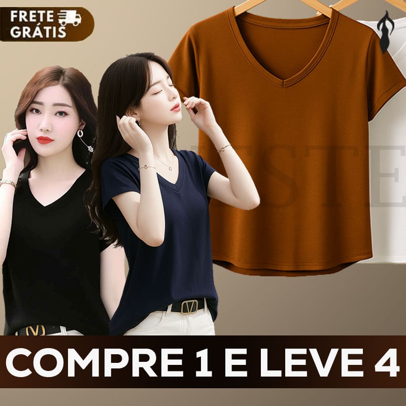 [🔥Queima de Estoque] Compre 1 Leve 4 Camisas PremiumLux™ em Malha Premium (Somente HOJE!)